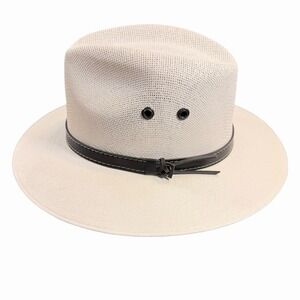 Gonzalez Beige Sombrero Straw Fedora‎ Hat with Black Band
